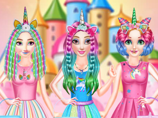 Salon de coiffure Princesses Rainbow Unicorn gratuit sur Jeu.org